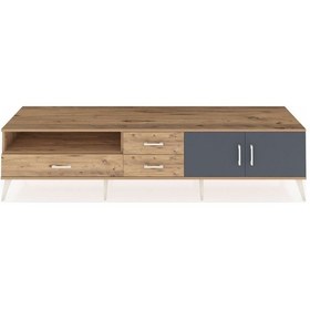 Resim Hyperion Tv Ünitesi 2 Raflı 3 Çekmeceli 2 Kapaklı 220x44x51 Çam-antrasit/çam Antrasıt/atlas Çam - Atlas Çam 