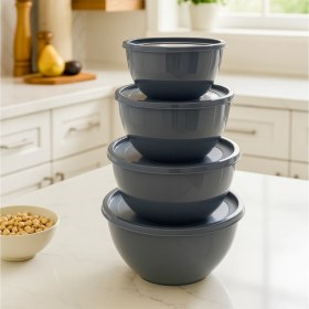 Resim 4’lü Yuvarlak Kase Seti Antrasit | 1l, 1.5l, 2.3l, 3.3l | Kapaklı Çok Amaçlı Mutfak Saklama Kabı 