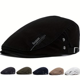 Resim Erkek Beret Düğme İşlemeli Vintage Baret Kadın Moda Düz Şapka Günlük Retro Haber Kepi 55-59cm Baş Çevresi İçin 