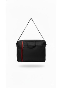 Resim El Ve Omuz Kullanımına Uygun Laptop Çantası Siyah Kırmızı 