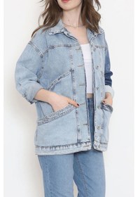 Resim Oversize Kot Ceket Buzmavi - 10002.1778. Çok Renkli 