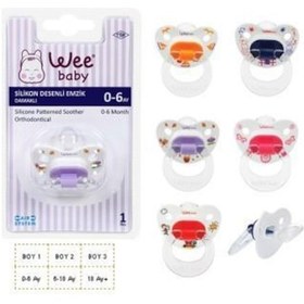 Resim Wee 835 Silikonlu Askılı Damaklı Desenli Emzik No: 3 Şeffaf 