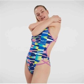 Resim Speedo Rainbow Ripple Freestyler Kadın Yüzücü Mayosu Renkli Renkli 