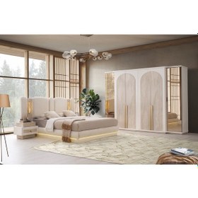 Resim Dubai Mdf Ledli Bazalı Yatak Odası Takımı 