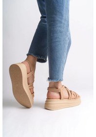 Resim Bella Lastikli Şerit Detaylı Ortopedik Taban Kadın Sandalet Tt - Ten Ten 