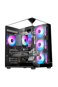 Resim Turbox Teras Akvaryum Cam Tasarım 4x Rgb Fan 500w Psu Usb 3.0 Atx Oyuncu Bilgisayar Kasası 