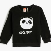 Resim Erkek Bebek Ayıcık Baskılı Sweatshirt Uzun Kollu Şardonlu Pamuklu 