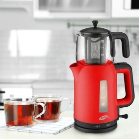 Resim Kırmızı Otomatik Elektrikli Çay Makinesi, Pratik ve Şık Tasarım, Çok Renkli 