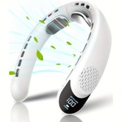 Resim Taşınabilir Boyun Fanı - Bıçaksız 3 Hızlı Soğutma, LED Ekranlı 360° Hava Akışı, Ev, Ofis, Seyahat için USB Şarj Edilebilir - Beyaz ve Siyah Tasarım, Erkekler ve Kadınlar için Mükemmel Hediye, Taşınabilir Fan, Giyilebilir Soğutma, Şık Modern Görünüm, Hafif Tasarım 