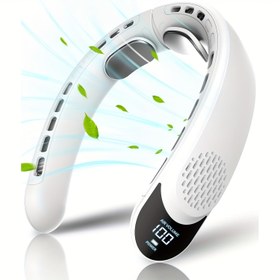 Resim Taşınabilir Boyun Fanı - Bıçaksız 3 Hızlı Soğutma, LED Ekranlı 360° Hava Akışı, Ev, Ofis, Seyahat için USB Şarj Edilebilir - Beyaz ve Siyah Tasarım, Erkekler ve Kadınlar için Mükemmel Hediye, Taşınabilir Fan, Giyilebilir Soğutma, Şık Modern Görünüm, Hafif Tasarım 