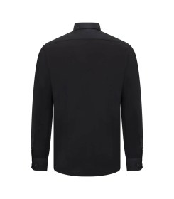 Resim Hatemoğlu Siyah Slim Fit Açık İtalyan Yaka Uzun Kollu Saten Gömlek 4111999 