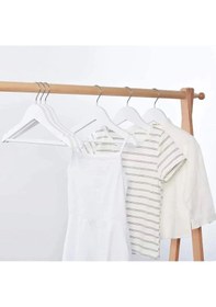 Resim 12 Adet Beyaz Ahşap Görünümlü Plastik Askı Kıyafet Elbise Gömlek Askısı Gri 