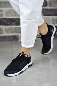 Resim BOUIS Kadın Siyah Beyaz Günlük Bağcıklı Sneaker Suni Deri Nefes Alabilen Terleme Koku Yapmaz Ayakkabı 