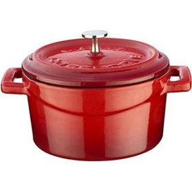 Resim Mu Art Ahşap Lava Metal Döküm Mini Tencere, 10 Cm, 0.35 L Hacim, Kırmızı 