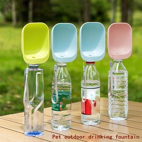 Resim 1 adet Taşınabilir Katlanabilir Köpek ve Kedi Seyahat Kabı - Dayanıklı Plastik Manuel Kolu Aktive Evcil Hayvan Su Dağıtıcısı Yazlık Açık Hava Yürüyüş Kamp Gezileri için, Kamp Aksesuarları 