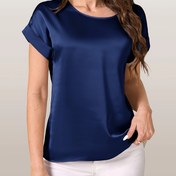 Resim Şık, Rahat, Çok Yönlü, Şık T-Shirt, Kısa Kollu Yuvarlak Yaka Üst, Yaz ve Bahar İçin, Kadın Giyim 