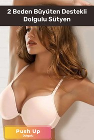 Resim Pastimore Premium Extra Push Up 2 Beden Büyüten Destekli Dolgulu Sihirli Kadın Siyah Sütyen 