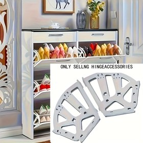 Resim 2 adet Beyaz 3-Katlı Flip Ayakkabı Dolabı Aksesuarı, Kalınlaştırılmış Demir Yapı, Görünmez Katlanabilir Raf, Ayakkabıları Düzenlemek İçin, Bağımsız Braket, Kapalı Depolama Kapasitesi <3.2 Küpik Aya, Ayakkabı Depolama Organizatörü 
