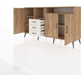 Resim Hyperion Konsol 5 Raflı 3 Çekmeceli 3 Kapaklı 176x44x99 Çam-çam/aytaşı Atlas Çam - Atlas Çam 