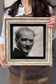 Resim Oscar Stone Decor Çerçeveli Tablo Taş Duvar Dekoru 30 X 30 Cm Mustafa Kemal Atatürk Cdd3030-905 