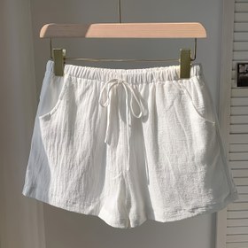 Resim Kadınların Düz Renk Kemer Cep Gevşek Rahat Şortları 