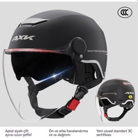 Resim Danrimaoyi Güneş Koruma Güvenliği Yetişkin Yarım Kask Uzun Lens Çift Lens Siyah 