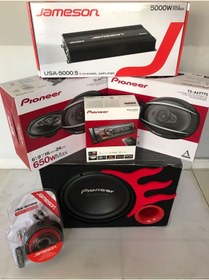 Resim PIONNER Paket Ses Sistemi Tam Takım 5 kanal Anfi Oval Hoparlör Wofer Teyp Kablo Full Set 