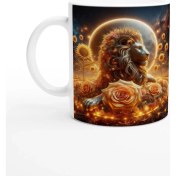 Resim Aslan Burcu Baskılı Kahve Kupası - Ay Işığında Zodyak Bahçesi Vs4 