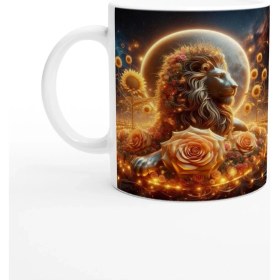Resim Aslan Burcu Baskılı Kahve Kupası - Ay Işığında Zodyak Bahçesi Vs4 