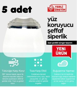 Resim Retro 5'li Yüz Kalkanı Siperlik - Koruyucu Gözlük Siperi - Süngerli Tasarım 