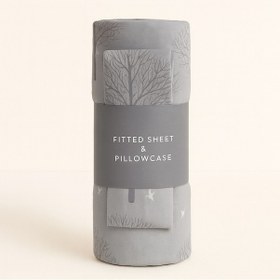 Resim Desenli Çift Kişilik Lastikli Battal 180 X 200 Çarşaf Ve 2 Adet Yastık Kılıfı Antrasit 