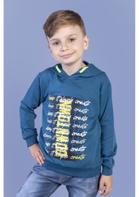 Resim Toontoy Kids Toontoy Erkek Çocuk Kapüşonlu Baskılı Sweatshirt Petrol 