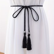 Resim Kadınlar için Bohem Püsküllü Bel Kemeri - Düğün, Parti, Günlük Kıyafetler için Ayarlanabilir Elbise Kemeri - Boho Tarzı İnce Bel Kemer (Standart Boy, Arkadan Bağlanır) - Tüysüz, Yıkanamayan Aksesuar 