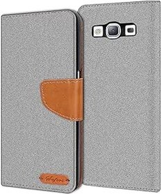 Resim Verco Galaxy S3 Kılıf, Koruyucu Kılıf Samsung Galaxy S3 Neo için Çanta Denim Tekstil Book Case Flip Case - Katlanır Kılıf Gri 