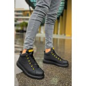 Resim Pabucmarketi Bağcıklı Erkek Sneaker Bot Siyah Sarı Siyah - Sarı 