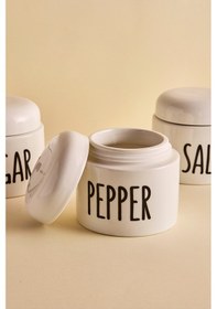 Resim Francesco 3'lü Porselen Ergonomik Baharatlık Seti Yuvarlak Formlu Beyaz Takım Beyaz Beyaz 