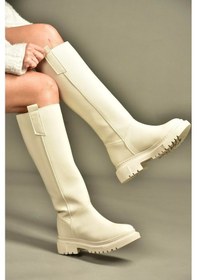 Resim Fox Shoes V973555509 Bej Düz Tabanlı Kadın Binici Çizmesi Bej 