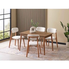 Resim Eylül Mutfak Masa Takımı Beyaz - Kahverengi 