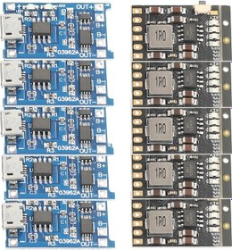 Resim Neevoyu 10 Adet Li-po Şarj Modülü Seti: 5 Adet 1a + 5 Adet 2a Usb Girişli, Aşırı Akım/koruma Özellikli 