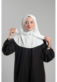 Resim Hürrem Bone Krem Pratik Hazır Geçmeli Tesettür Eşarp Sandy Arkadan Çıtçıtlı Piliseli Hijab 2406 40 Krem 