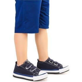 Resim Kiko Kids Linen Cırtlı Erkek Bebek Keten Spor Ayakkabı Lacivert 