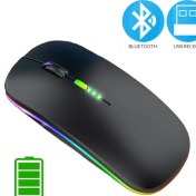 Resim Jingyi Bluetooth 5.0 Kablosuz Fare Dizüstü Bilgisayar Pc Macbook Oyun Faresi 2.4 Ghz USB Şarj Edilebilir Rgb Işık Güç Göstergesi (Yurt Dışından) 