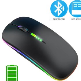 Resim Jingyi Bluetooth 5.0 Kablosuz Fare Dizüstü Bilgisayar Pc Macbook Oyun Faresi 2.4 Ghz USB Şarj Edilebilir Rgb Işık Güç Göstergesi (Yurt Dışından) 