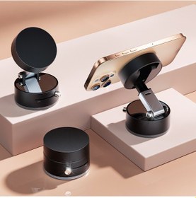 Resim Vakum Özellikli 360 Derece Dönebilen Magnetik Araç İçi Telefon Tutucu A2 Siyah 