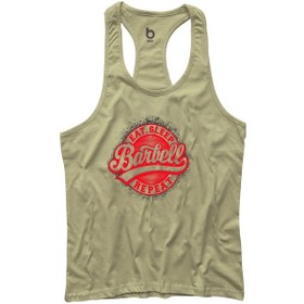 Resim Bluu Barbell Fitness Gym Tank Top Sporcu Atleti Bej 