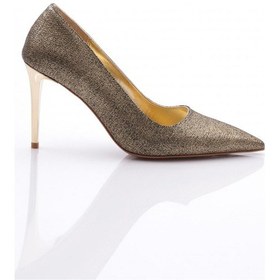 Resim Dgn 195 Kadin Sivri Burun Topuklu Ayakkabi Altın Toro 