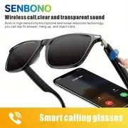 Resim SENBONO Siyah Tam Çerçeveli Akıllı Gözlükler, Dahili Hoparlör ve Mikrofonlu, Kablosuz, Çağları Cevaplamak/Çıkarmak, Müzik, Kamera Kontrolü, USB Şarj Edilebilir, Erkekler ve Kadınlar İçin Hafif, Eller Serbest İletişim, Şık Gözlükler, Modern Gözlükler, Dayanıklı Gözlükler 