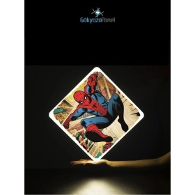 Resim Gökyüzü Panel Spiderman-Led AVIZE-25WATT-30 cm x 30 cm , Çocuk Odası Avize, Avize Modelleri, Örümcek Adam LED Avize 