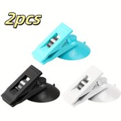 Resim 2 Adet Araba Pencere Vantuz Klipsleri - Çıkarılabilir Plastik Evrensel Uyumlu Güneşlik Perde & Bilet Tutucu Düzenleyici, 3.48x1.5 cm, Siyah/Beyaz/Mavi 