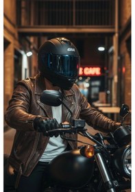 Resim Gıvı 50.x Mat Siyah 1 Renkli 1 Şeffaf Vizörlü Motosiklet Kask Lacivert Vizör + Şeffaf 